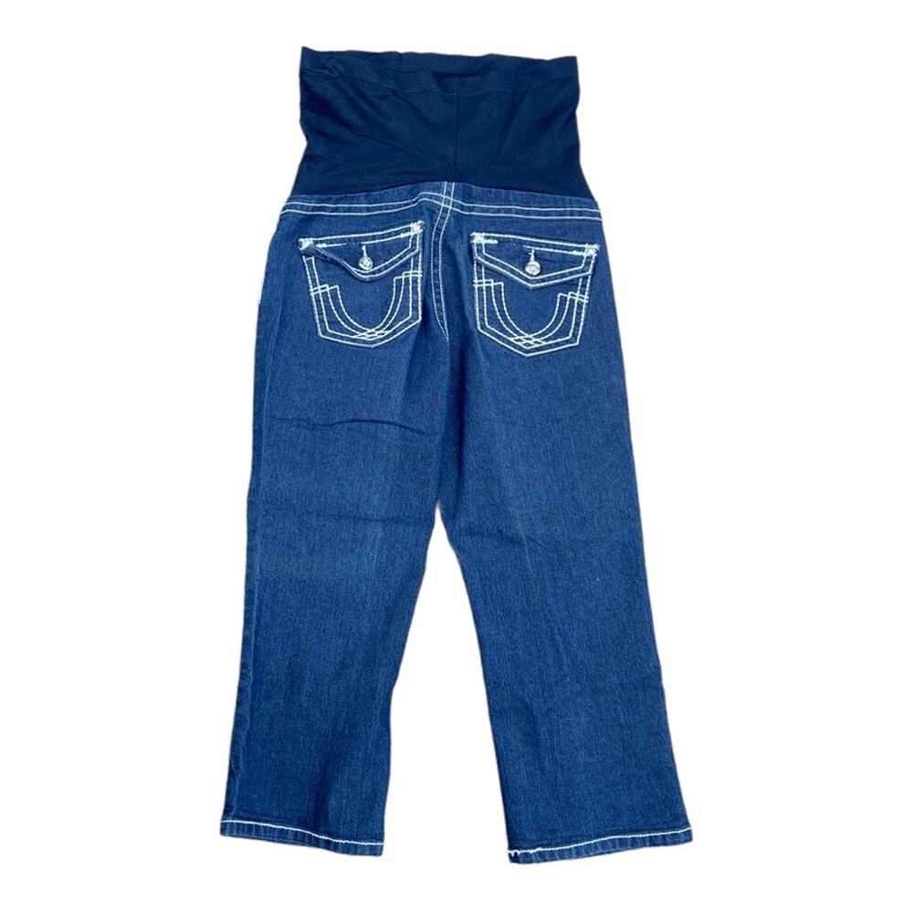 Bella Vida Maternity Over The Belly Thick Stitch Bling Stretch Capri Size Small - Picture 3 of 9